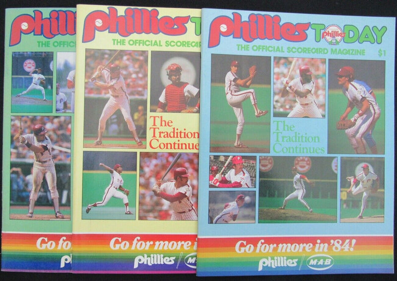 Lot of 3 1984 Philadelphia Phillies Scorecard/Program vs. Cardinals/Cubs 157825