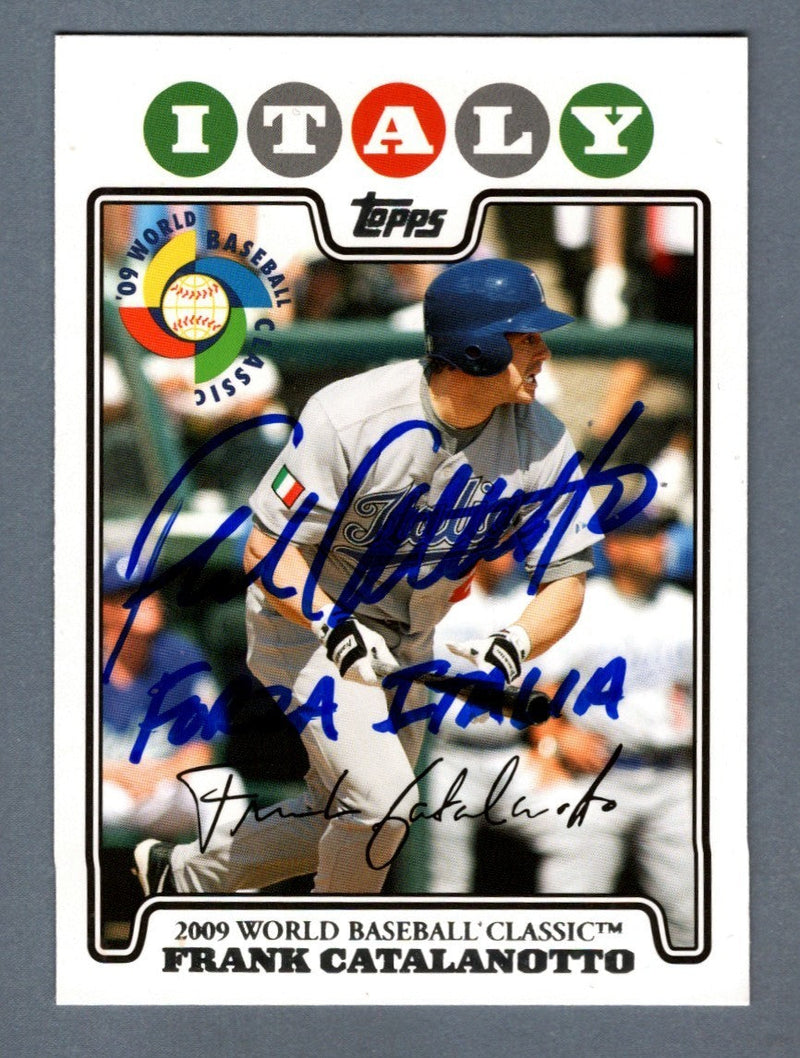 Frank Catalanotto Signed 2009 Topps WBC #WBC17 w/ Forza Italia Insc. LSCM COA