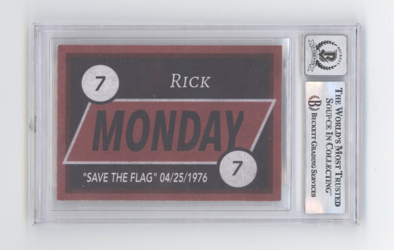 Rick Monday "Save The Flag" Custom Card LE /7 Signed GBA Ins Beckett BGS 10 Auto