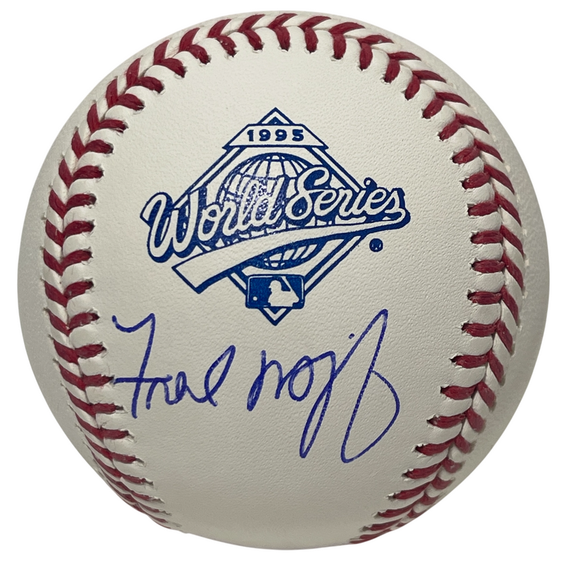 Fred McGriff Signed 1995 World Series WS Logo Baseball Beckett Witness BAS COA