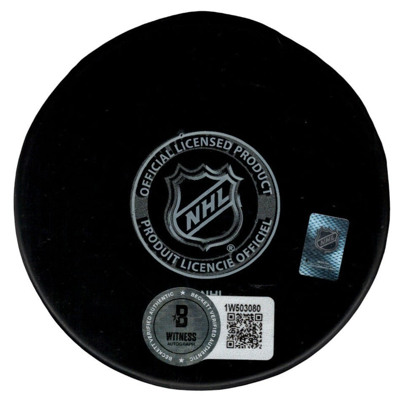 Jean Ratelle Signed New York Rangers Puck w/ HOF 85 Beckett Witness BAS COA