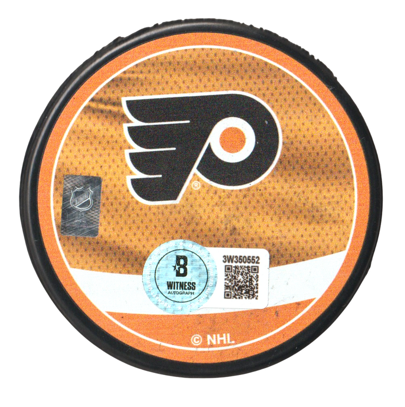 Brian Propp Signed Philadelphia Reverse Retro Puck w/ 5x AS Beckett Wit BAS COA