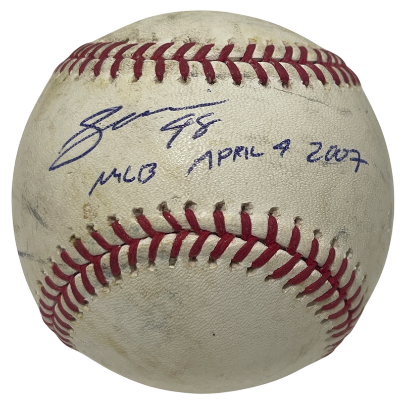 Joakim Soria Signed Game Used Debut ROMLB Baseball w/ MLB April 4 2007 LSCM COA