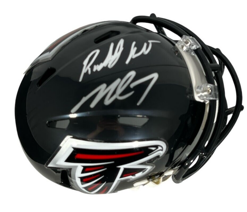 Roddy White & Michael Vick Dual Signed Falcons Mini Helmet Beckett BAS COA