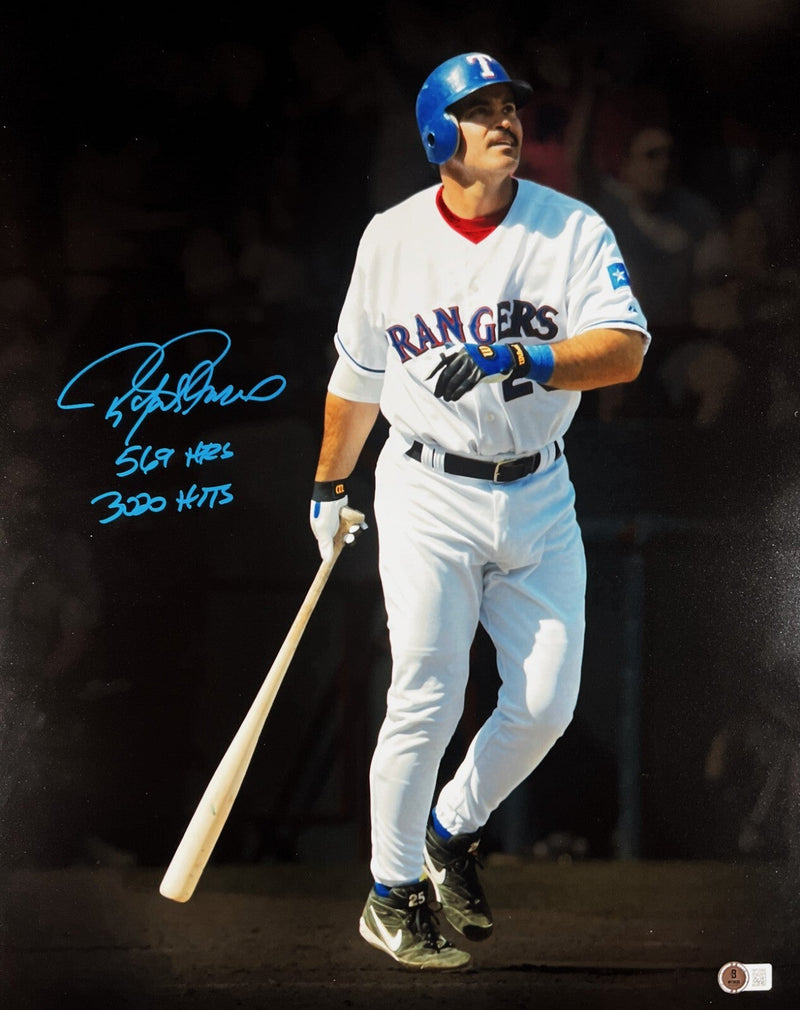 Rafael Palmeiro Signed Auto 16x20 Photo HR + Hits Insc. Beckett Witness BAS COA