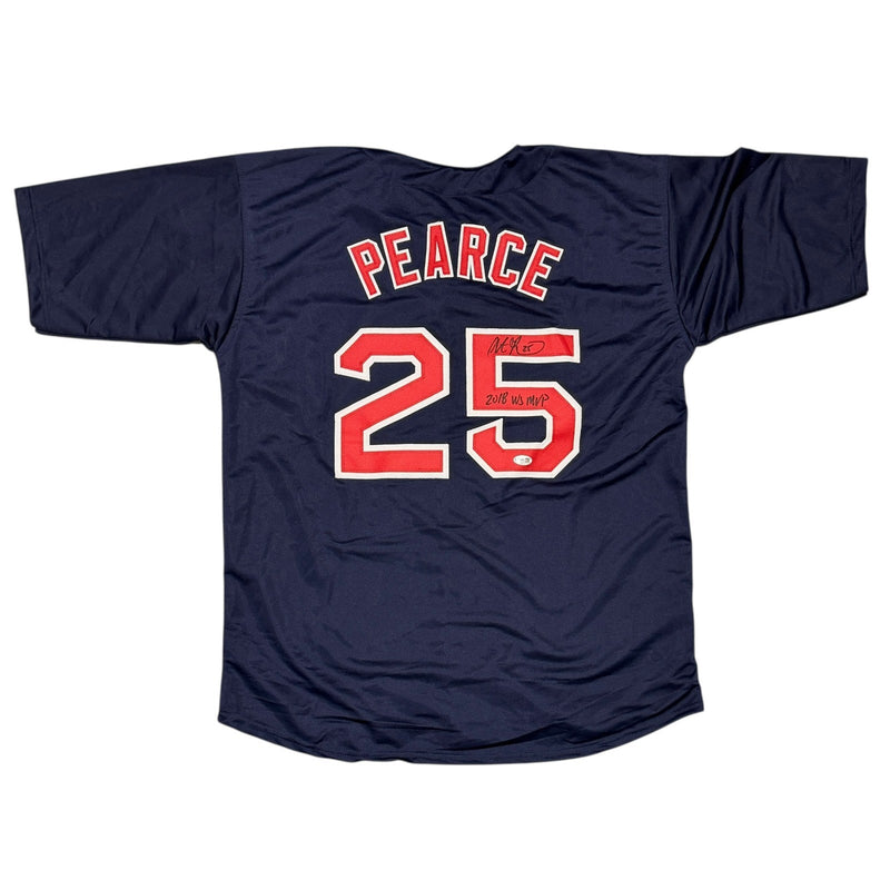Steve Pearce Signed Boston Red Sox Custom Jersey w/ 2018 WS MVP JSA COA