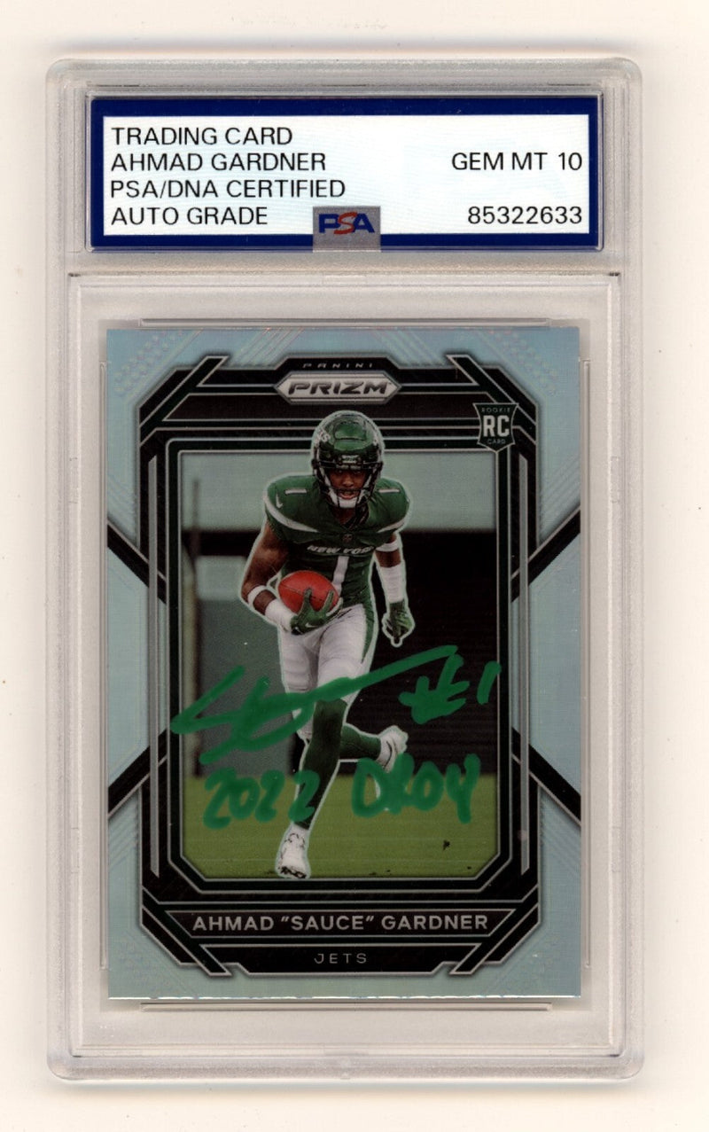 Ahmad Sauce Gardner 2022 Panini Prizm Silver #341 RC ROY Insc Signed PSA 10 Auto
