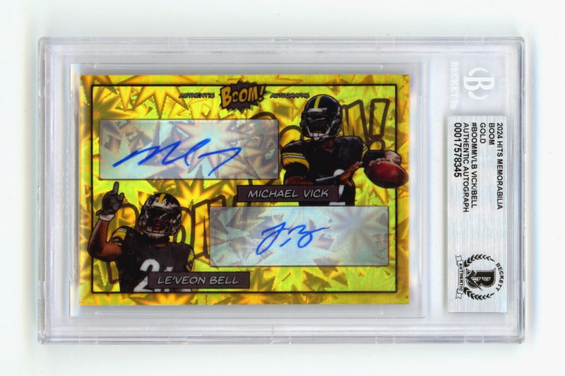 Michael Vick & Le'Veon Bell 2024 Hits Memorabilia BOOM Gold /5 Signed BGS BAS Auto