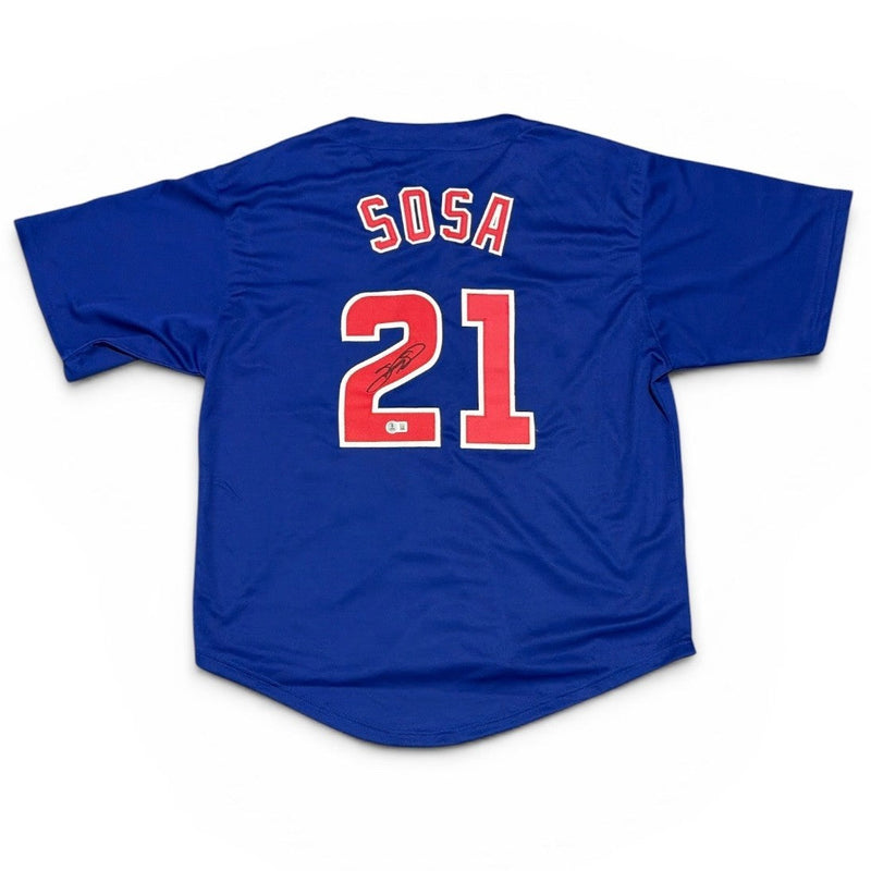 Sammy Sosa Signed Chicago Cubs Custom Jersey Beckett Witness BAS COA