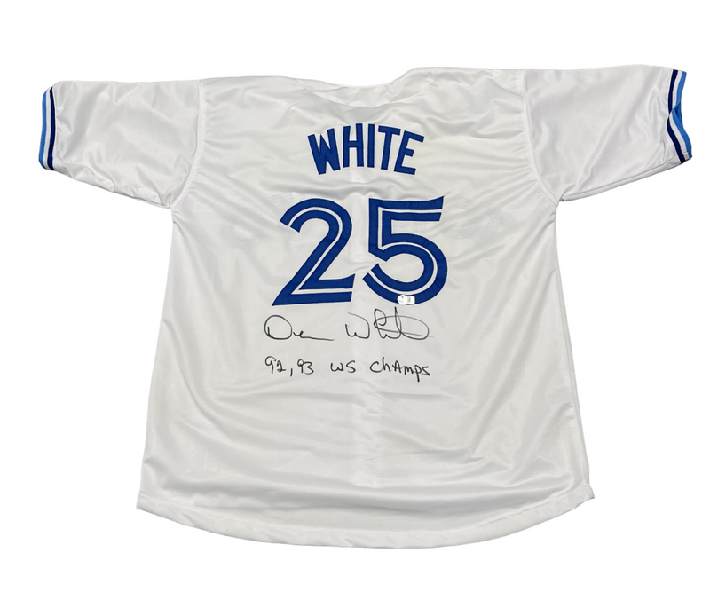 Devon White Signed Toronto Blue Jays Custom Jersey w 92 93 WSC Beckett W BAS COA