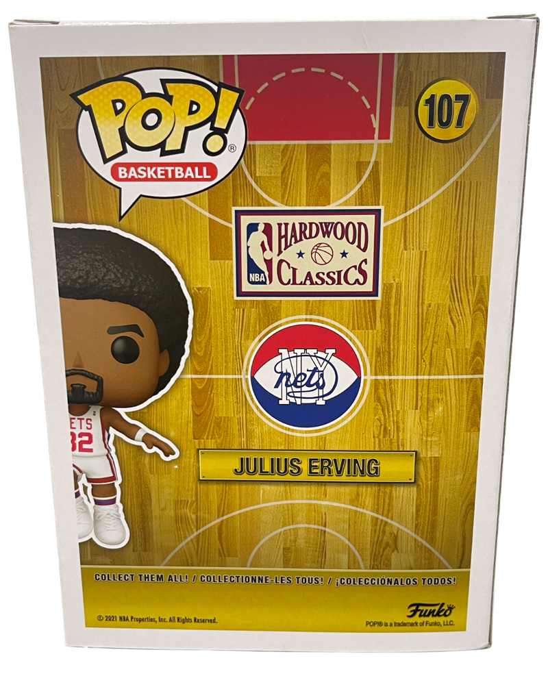 Julius Erving Signed Nets NBA Funko Pop #107 w/ Dr J Ins Beckett Witness BAS COA