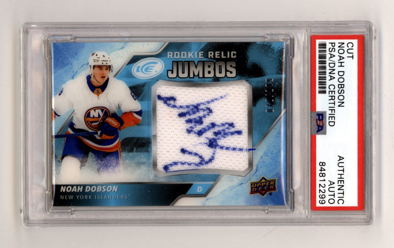 Noah Dobson 2019-20 Upper Deck Ice Rookie Jersey Relic Jumbo RC #73/199 PSA Auto