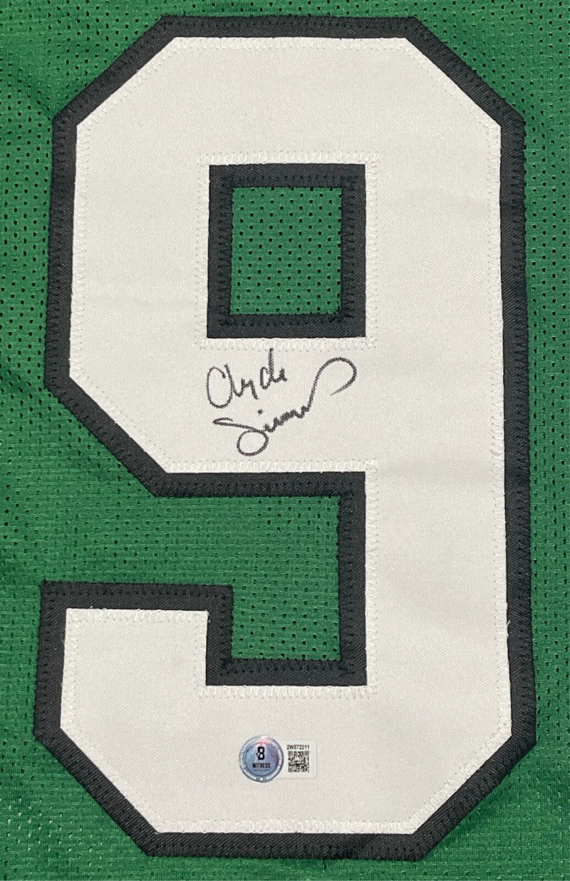 Clyde Simmons Signed Eagles Custom Green Jersey Beckett Witness BAS COA