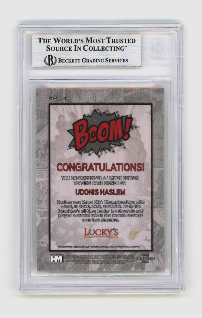 Udonis Haslem 2024 Hits Memorabilia BOOM Super 1/1 Signed BGS Auto Miami Heat