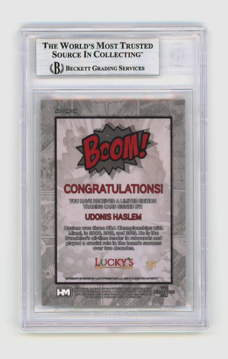 Udonis Haslem 2024 Hits Memorabilia BOOM Super 1/1 Signed BGS Auto Miami Heat