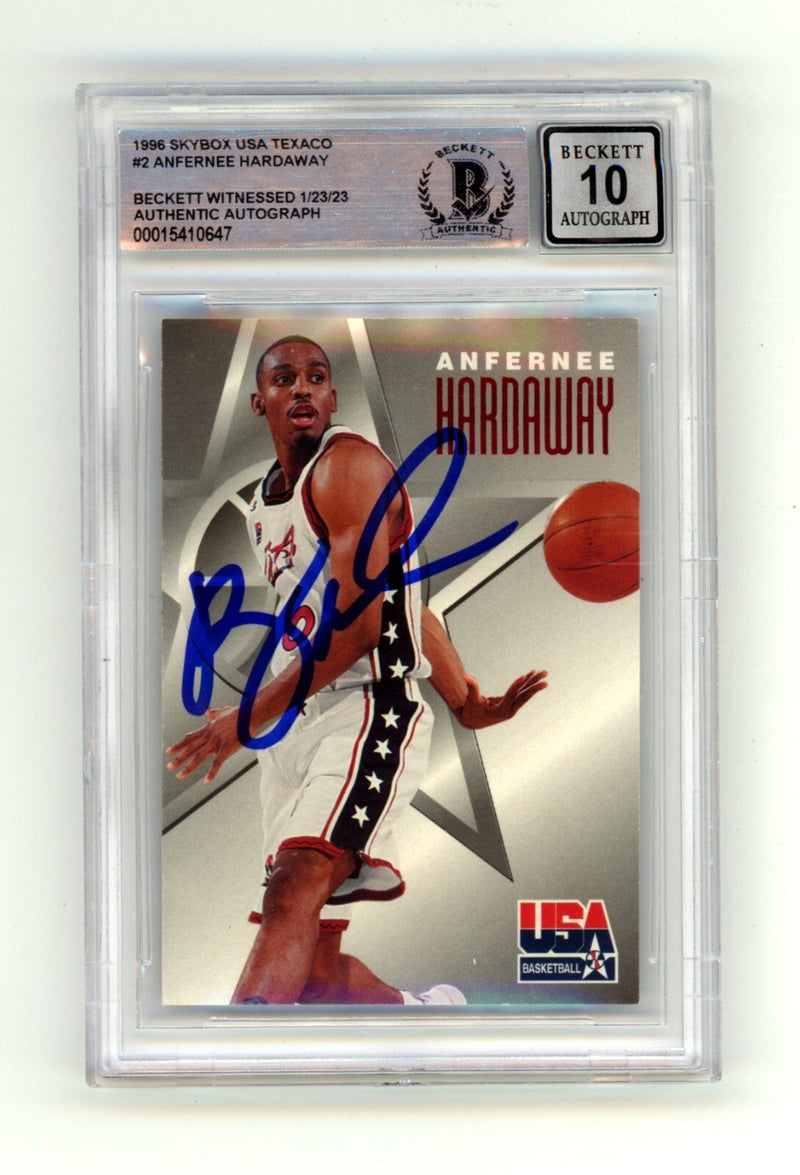 Anfernee Penny Hardaway 1996 Skybox Texaco Team USA #2 Signed BAS BGS 10 Auto