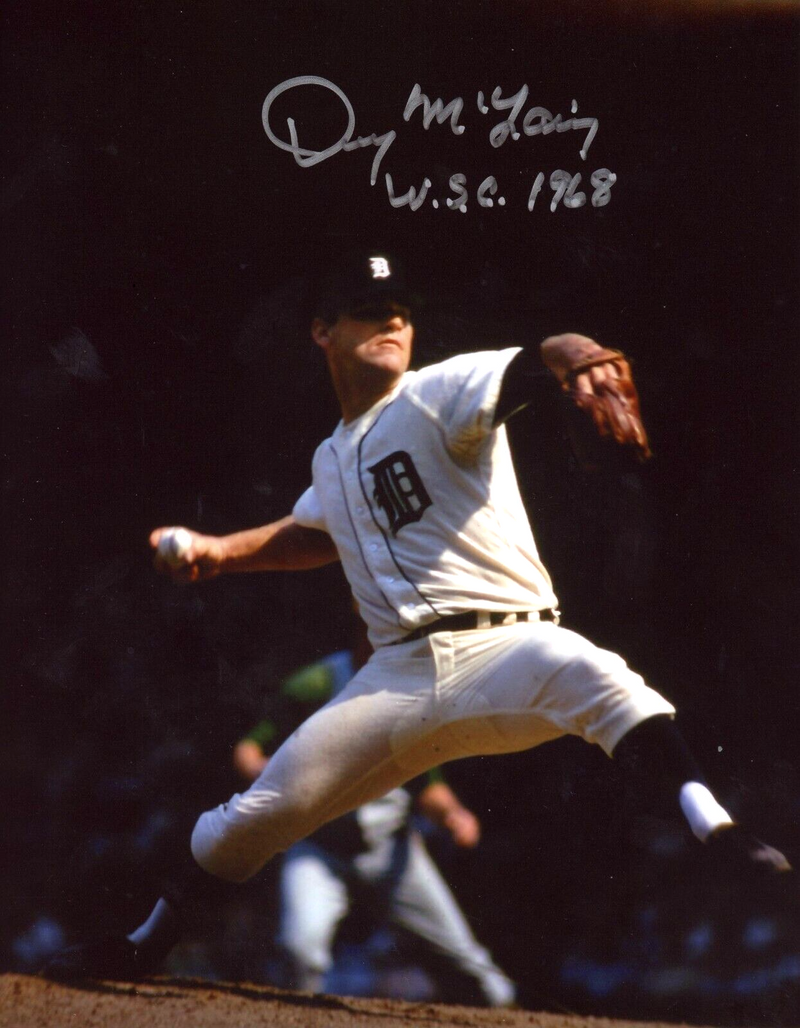 Denny McLain Signed Autographed Tigers 8x10 Photo w/ WSC 1968 LSCM COA #4