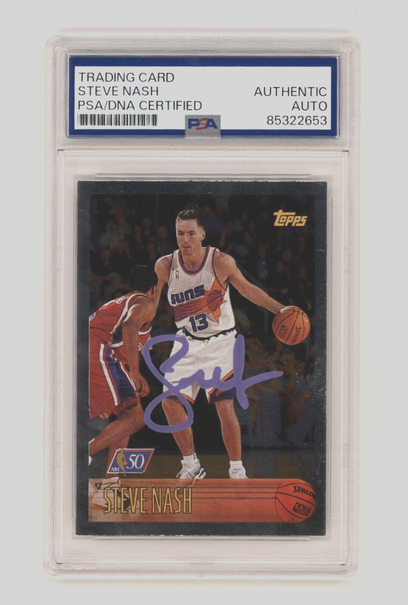 Steve Nash 1996-97 Topps Silver Foil NBA 50 #182 Rookie RC PSA Auth. Auto HOF