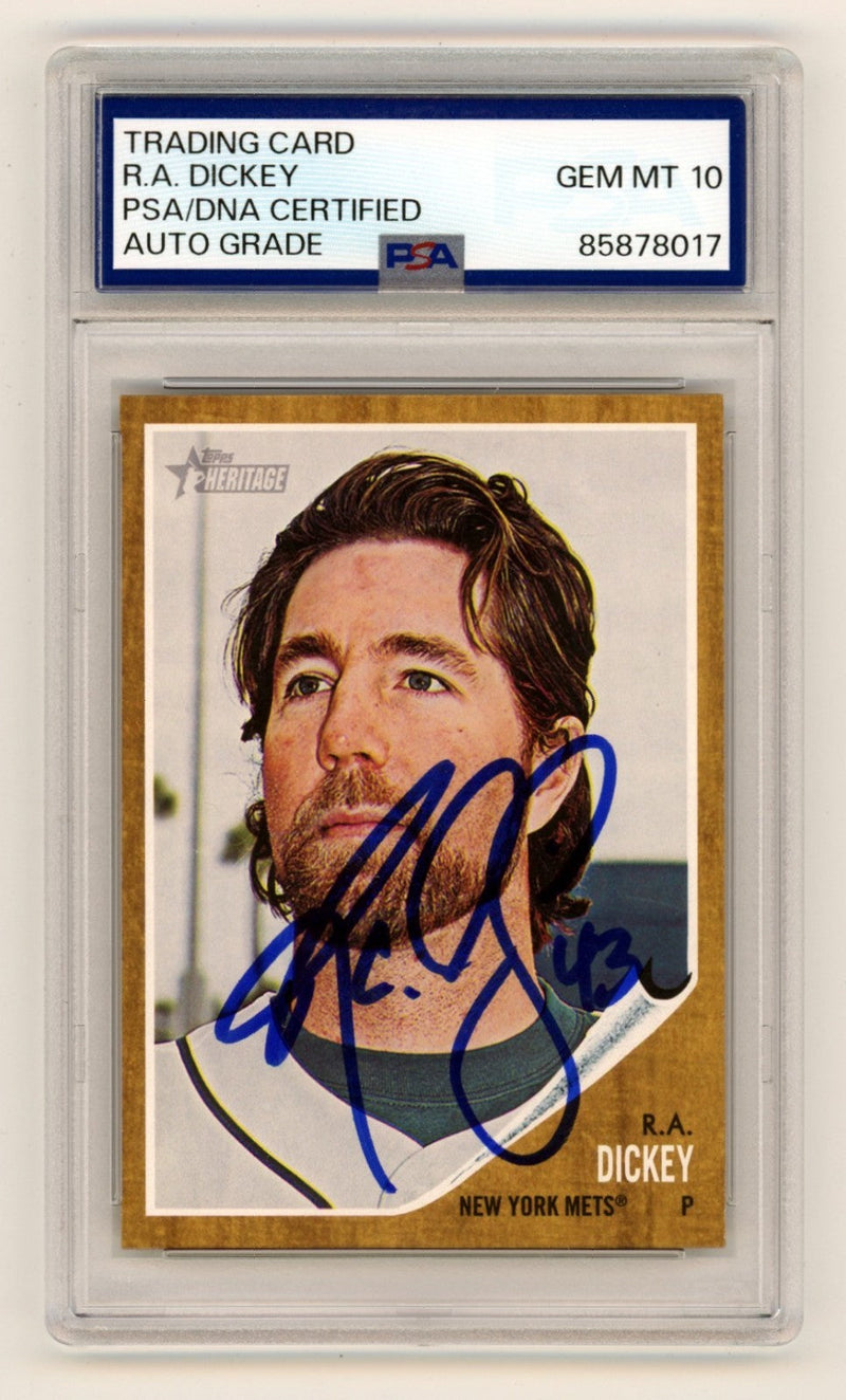 R.A. Dickey 2011 Topps Heritage #94 Signed Autograph PSA 10 Auto New York Mets