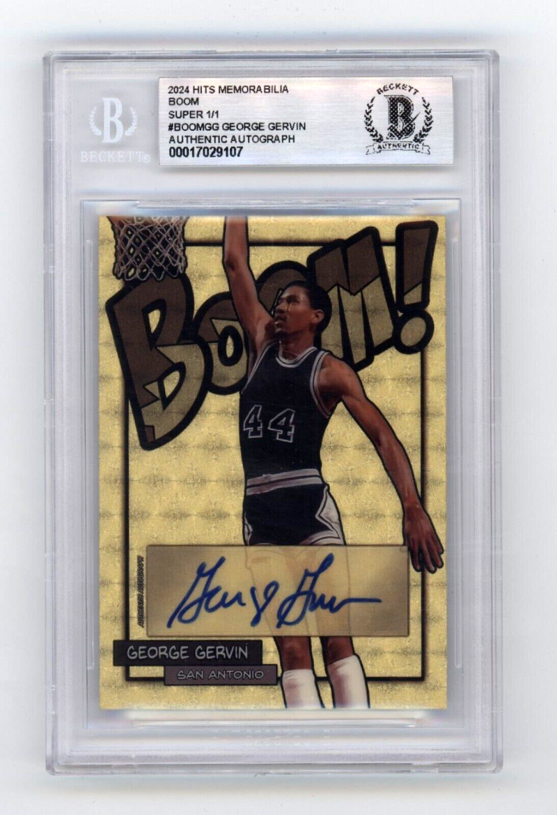 George Gervin 2024 Hits Memorabilia BOOM Super #1/1 Signed BGS BAS Auto Spurs