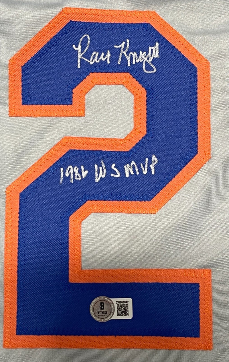Ray Knight Signed New York Mets Custom Jersey w/ 1986 WS MVP Beckett Wit BAS COA