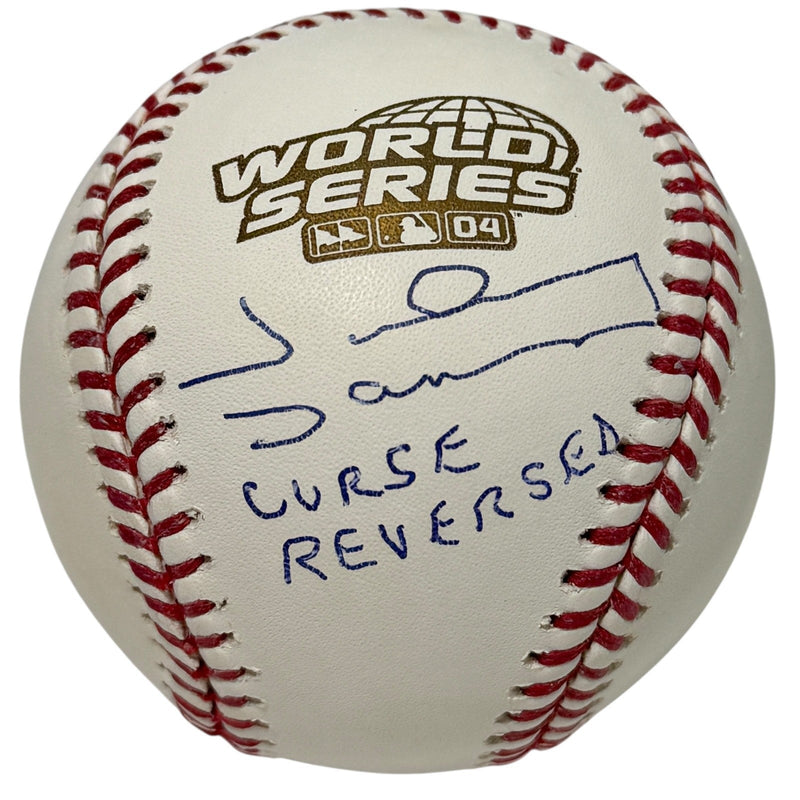 Johnny Damon Signed 2004 World Series WS Baseball w Curse Reversed Beckett W COA