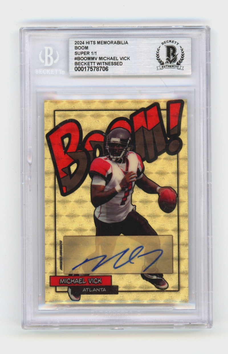 Michael Vick 2024 Hits Memorabilia BOOM Super 1/1 Signed BGS BAS Auto Atlanta