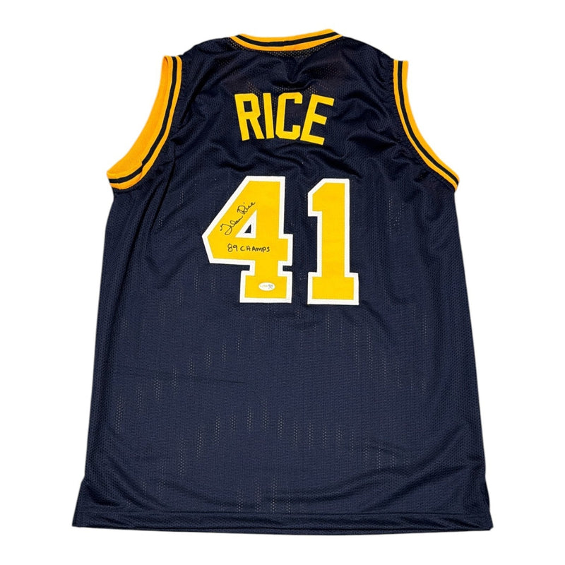 Glen Rice Signed Autographed Michigan Custom Jersey w/ 89 Champs JSA Witness COA