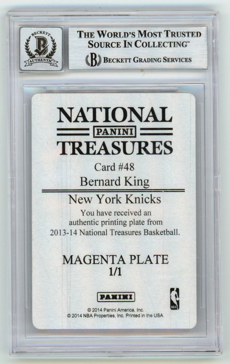 Bernard King 2013-14 National Treasures Print Plate 1/1 Signed 2 Ins BGS 10 Auto
