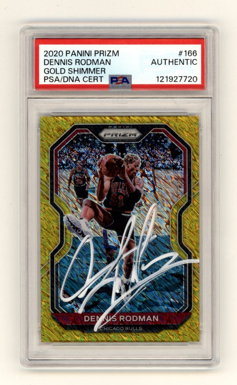 Dennis Rodman 2020-21 Panini Prizm Gold Shimmer #2/10 Signed PSA Authentic Auto
