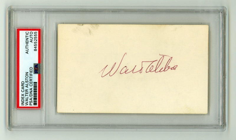 Walter Alston Signed Autographed 3x5 Index Card Cut PSA Authentic Auto Dodgers