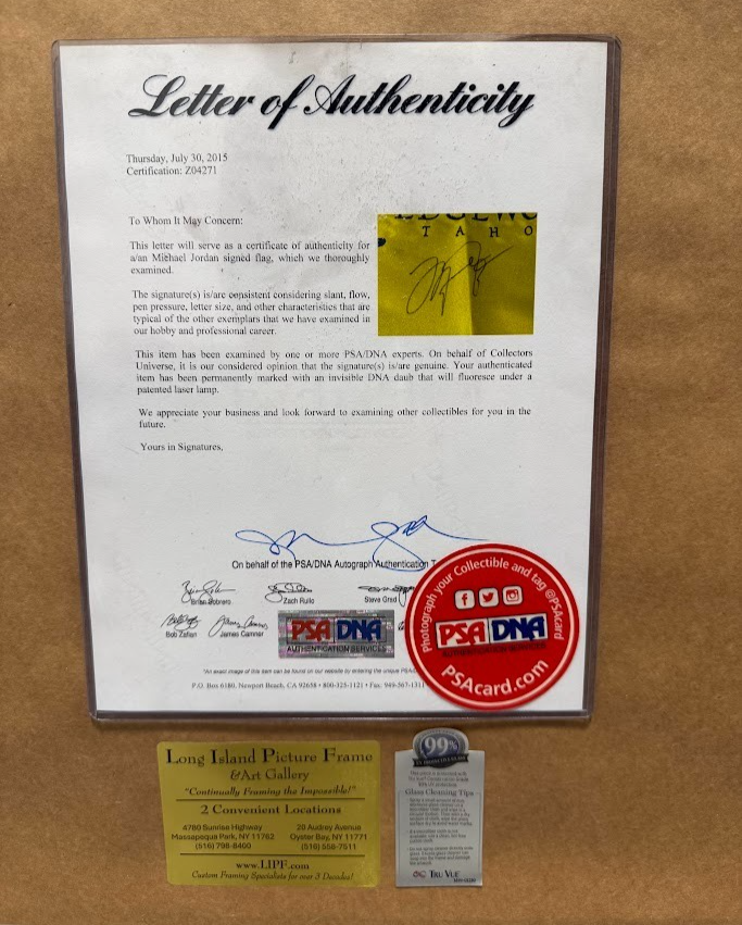Michael Jordan Signed & Custom Framed Edgewood Tahoe Golf Pin Flag PSA LOA