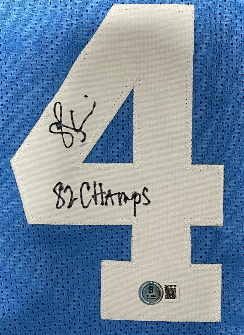 Sam Perkins Signed North Carolina UNC Custom Jersey 82 Champs Beckett W BAS COA