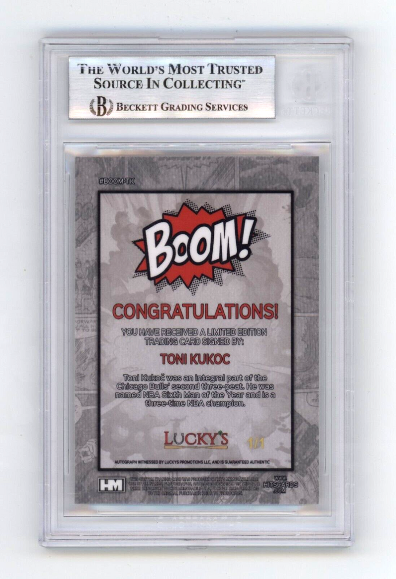 Toni Kukoc 2024 Hits Memorabilia BOOM Super #1/1 Signed BGS BAS Auto Bulls HOF