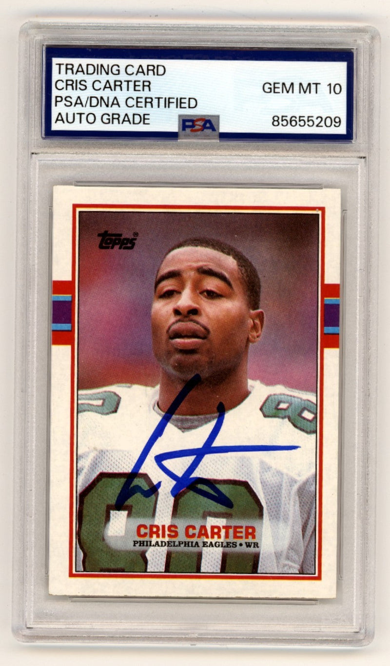 Cris Carter 1989 Topps Football #121 Signed Rookie RC PSA 10 Auto Eagles Vikings