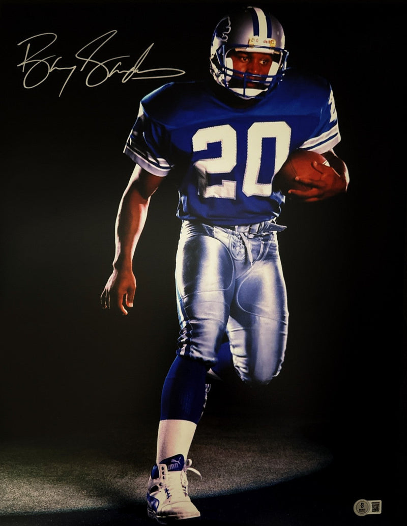 Barry Sanders Signed Detroit Lions 16x20 Photo Beckett Witness BAS COA