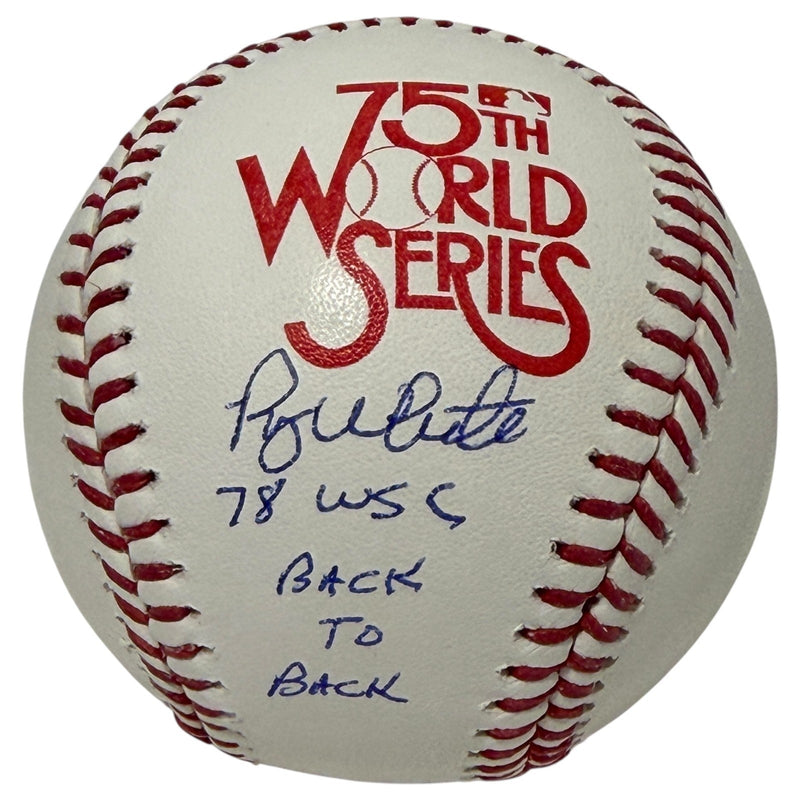 Roy White Signed 1978 World Series Logo Baseball w 78 WSC Back to Back JSA W COA