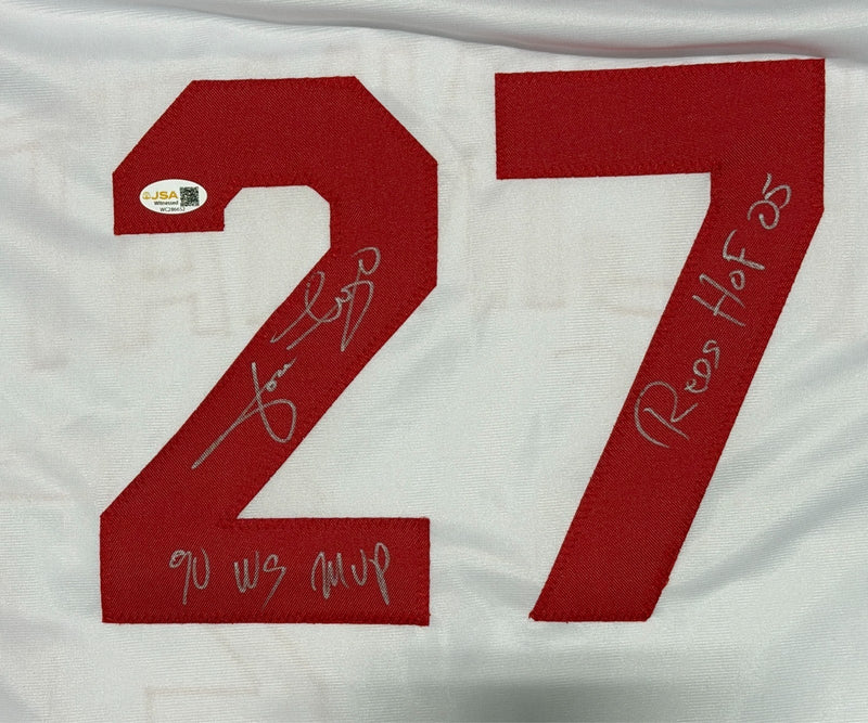 Jose Rijo Signed Cincinnati Reds Custom Jersey w/ 2 Insc JSA Witness COA