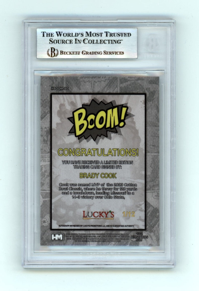 Brady Cook 2024 Hits Memorabilia BOOM Silver #/12 Signed BGS BAS Auto Missouri