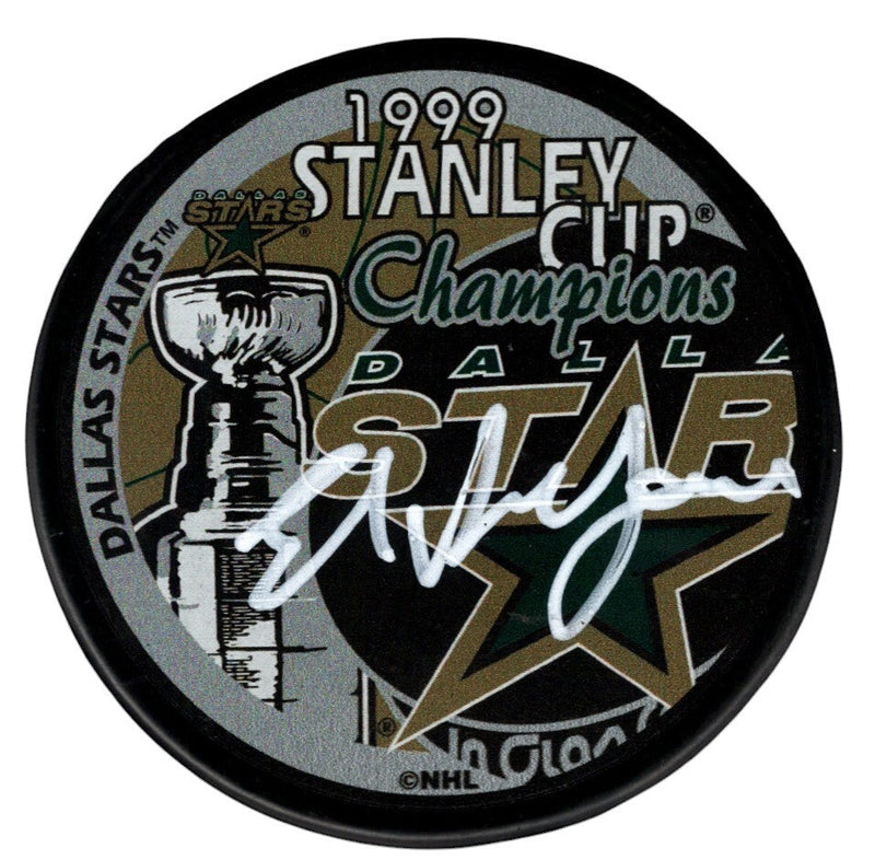Ed Belfour Signed 1999 Stanley Cup Dallas Stars Puck Beckett Witness BAS COA