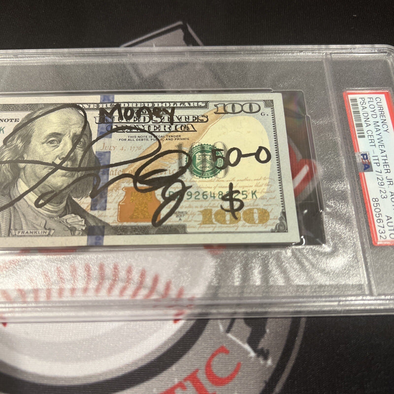 Floyd Mayweather Jr. Signed $100 Bill US Currency x4 Inscription PSA Auth Auto B