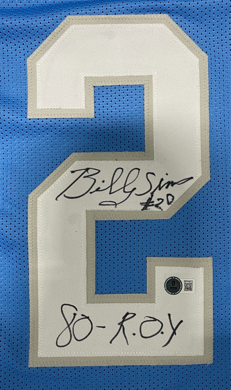 Billy Sims Signed Detroit Lions Custom Jersey w/ 80 ROY Beckett Witness BAS COA