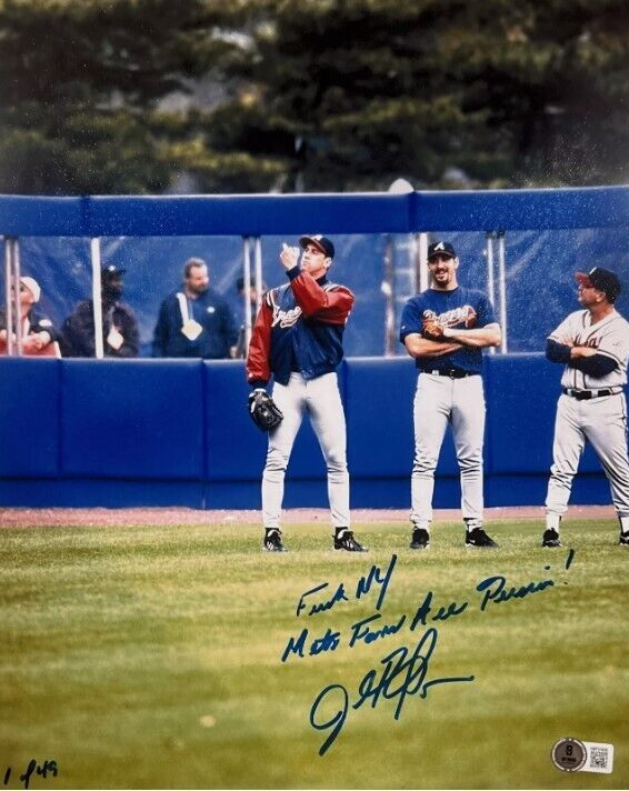 John Rocker Signed 11x14 Photo w/ F**k NY Mets Fans LE #/49 Beckett Wit BAS COA