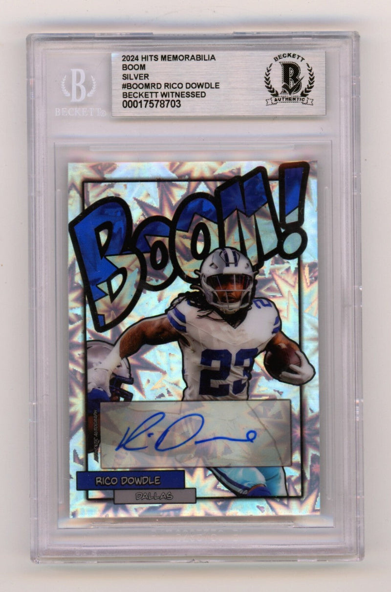 Rico Dowdle 2024 Hits Memorabilia BOOM Silver Signed BGS BAS Auto Cowboys