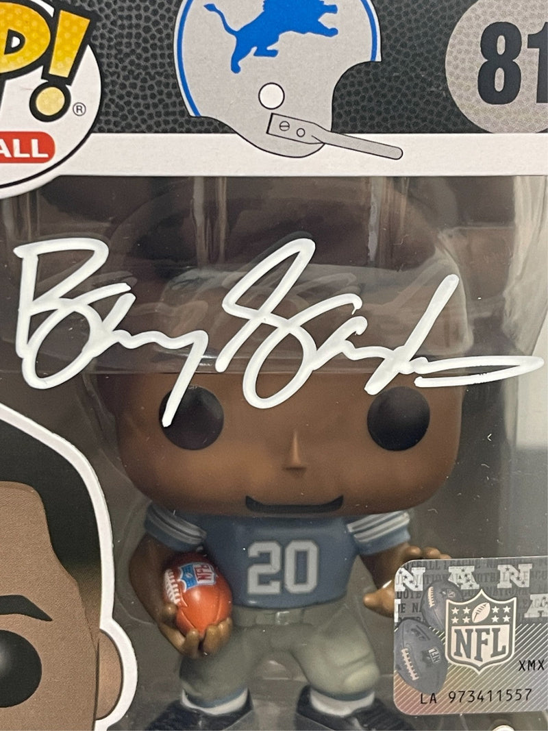 Barry Sanders Signed Detroit Lions NFL Funko Pop #81 Beckett Witness BAS COA