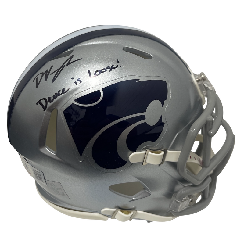 Deuce Vaughn Signed Kansas State KSU Mini Helmet w/ Deuce is Loose! BAS COA
