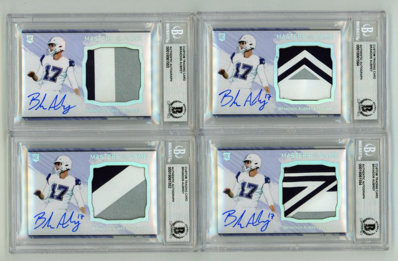 Brandon Aubrey 2023 Hits Memorabilia Silver H RPA Patch Auto RC #/17 BGS BAS