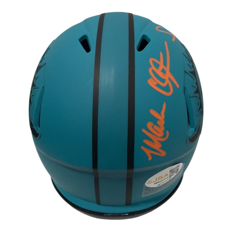 Mark Clayton & Mark Duper Dual Signed Dolphins Rave Mini Helmet JSA Wit COA