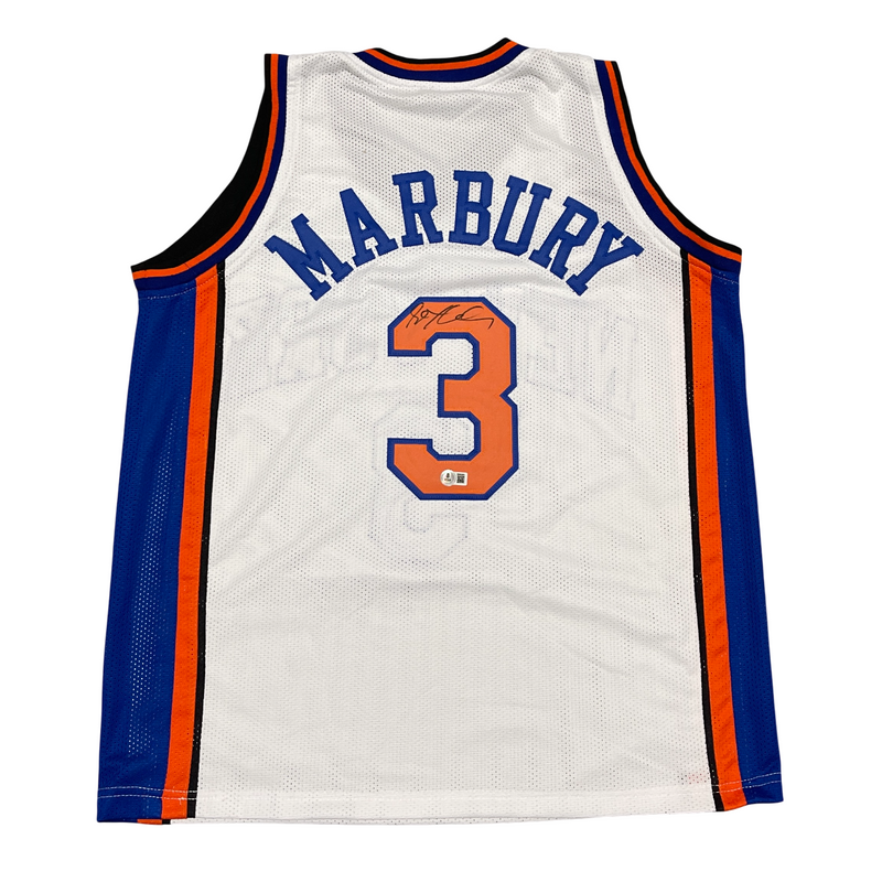 Stephon Marbury Signed Auto NY Knicks White Custom Jersey Beckett Wit BAS COA