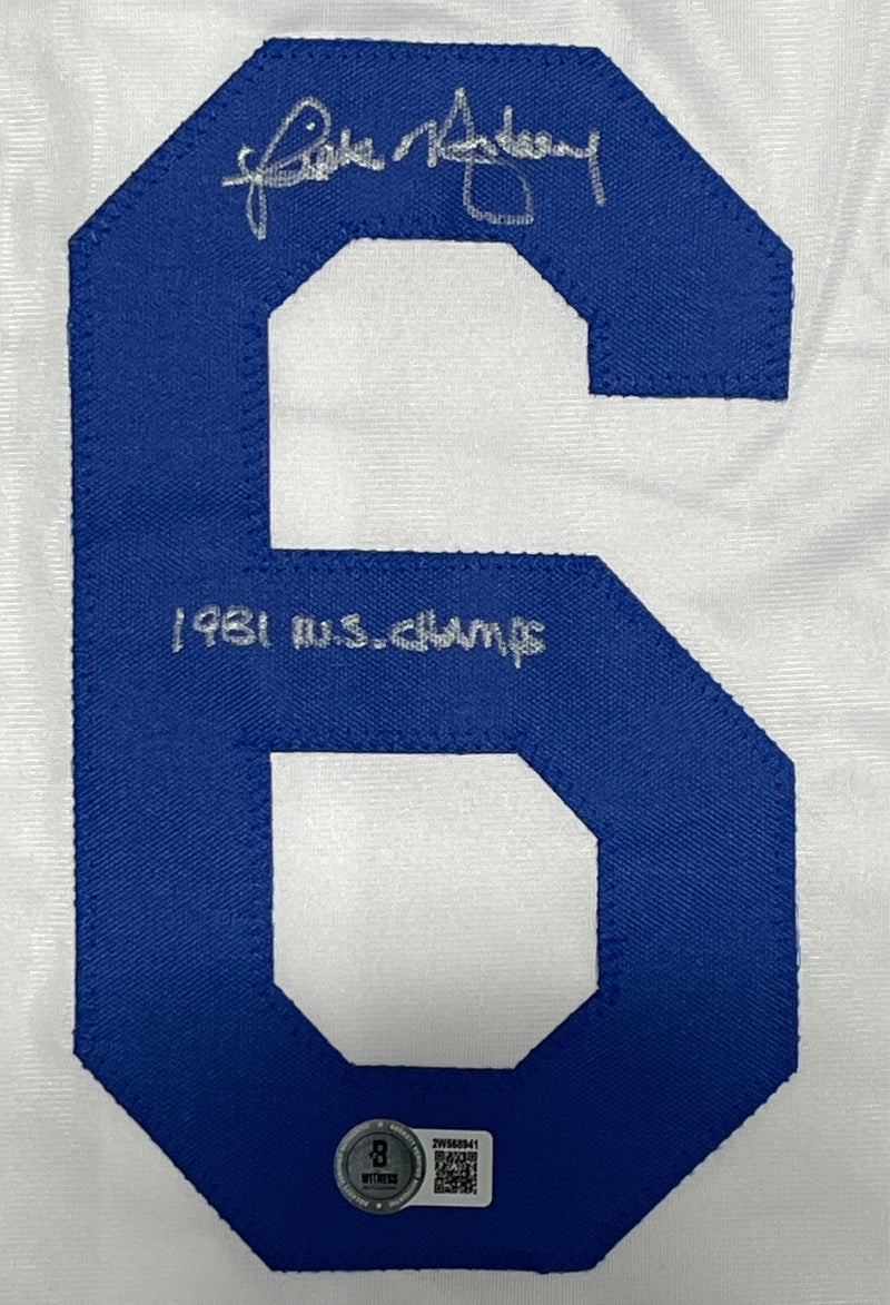 Rick Monday Signed Auto Dodgers Custom Jersey w/ 81 WS Champs Beckett BAS COA